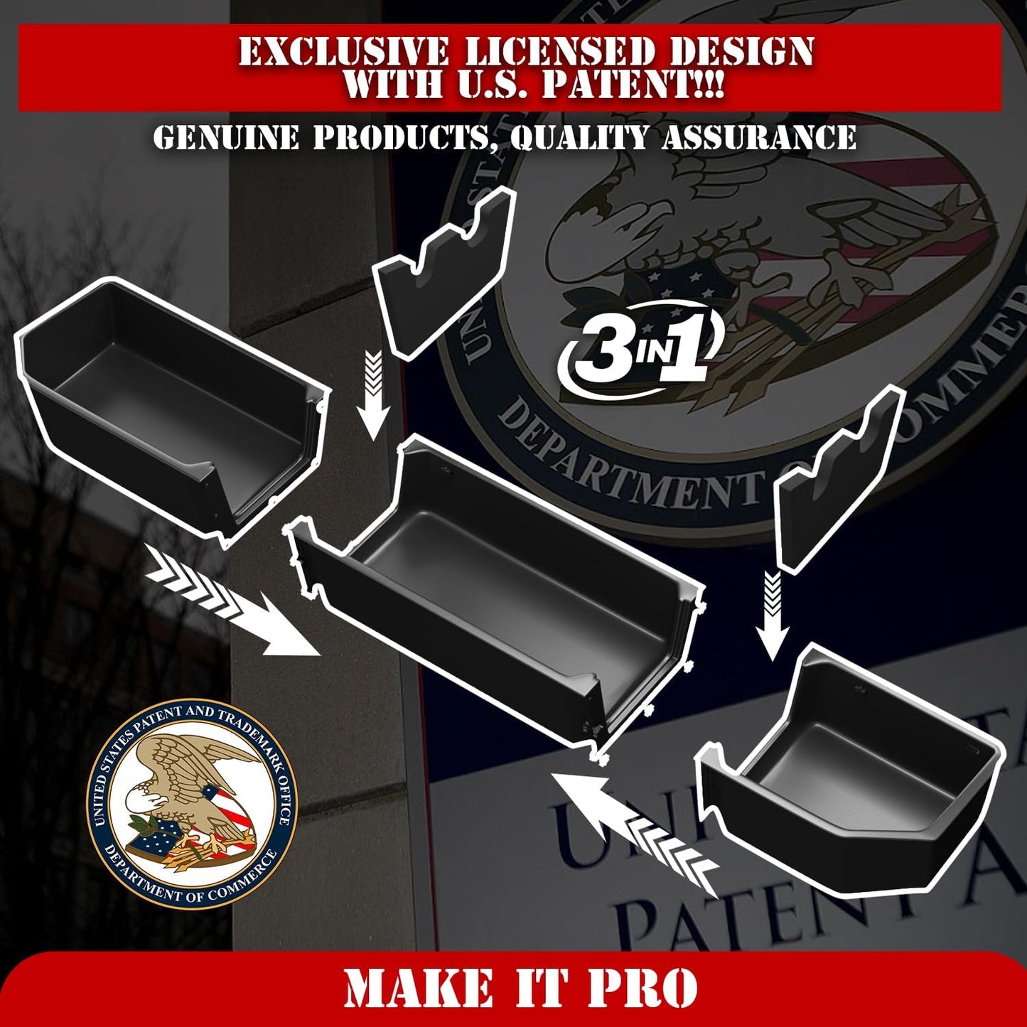 KitsPro Black Rear Underseat Storage Custom Fit 2017-2024 Ford F-250 F-350 F-350 Super Duty and 2015-2024 Ford F-150 SuperCrew Crew Cab Heavy Duty Rear Under Back Seat Box Organizer, Anti Slip