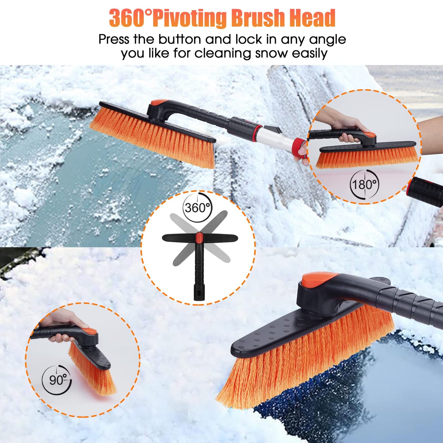 62.4" Snow Brush with Ice Scrapers for Car Windshield For Trucks SUVs