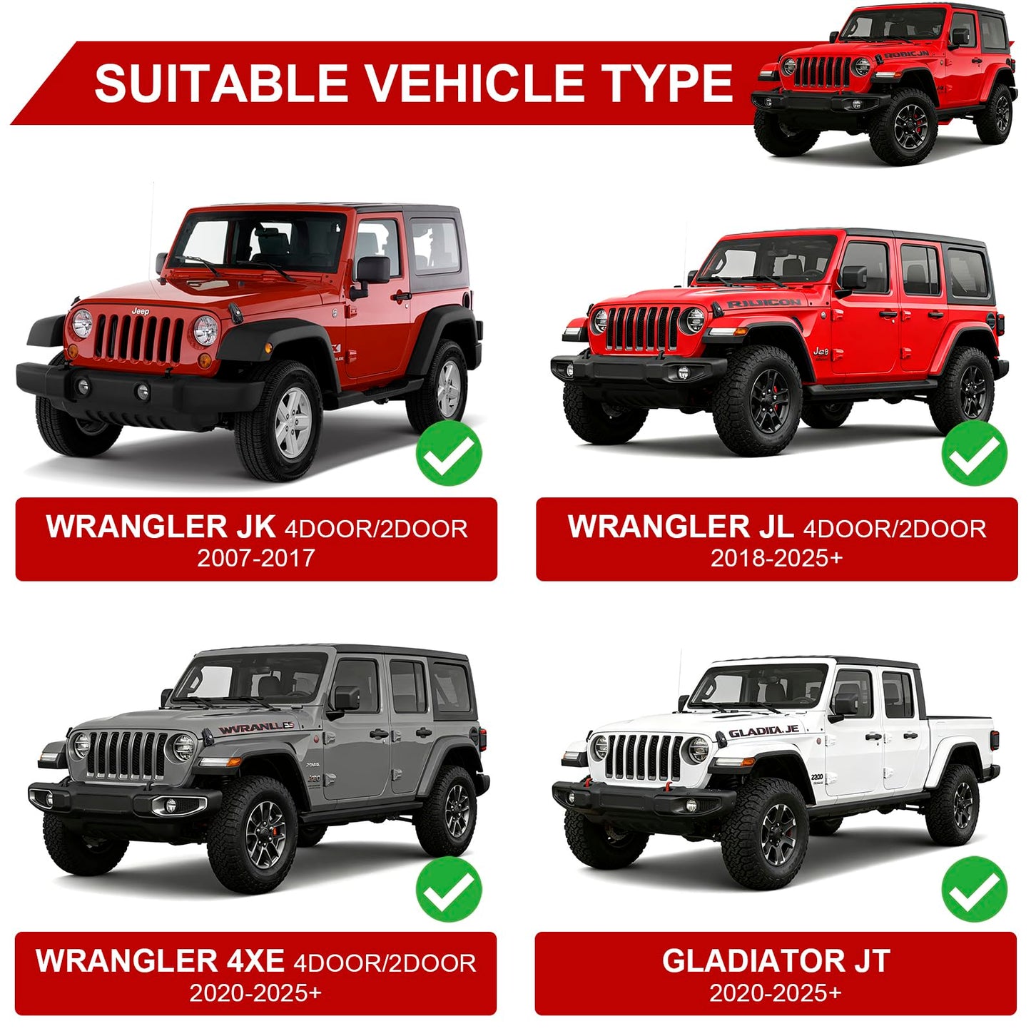 Heavy Duty Aluminum Hood Latches for Jeep Wrangler JT