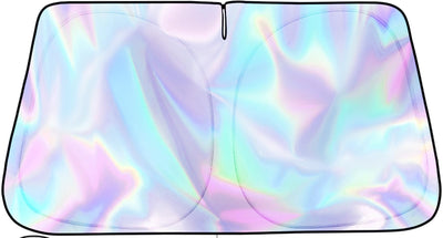 Iridescent Foldable Car Windshield Sun Shade, UV Reflective Visor