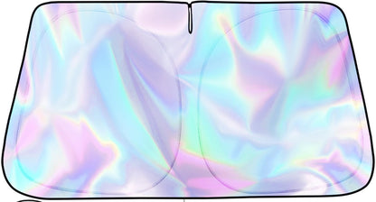 Iridescent Foldable Car Windshield Sun Shade, UV Reflective Visor