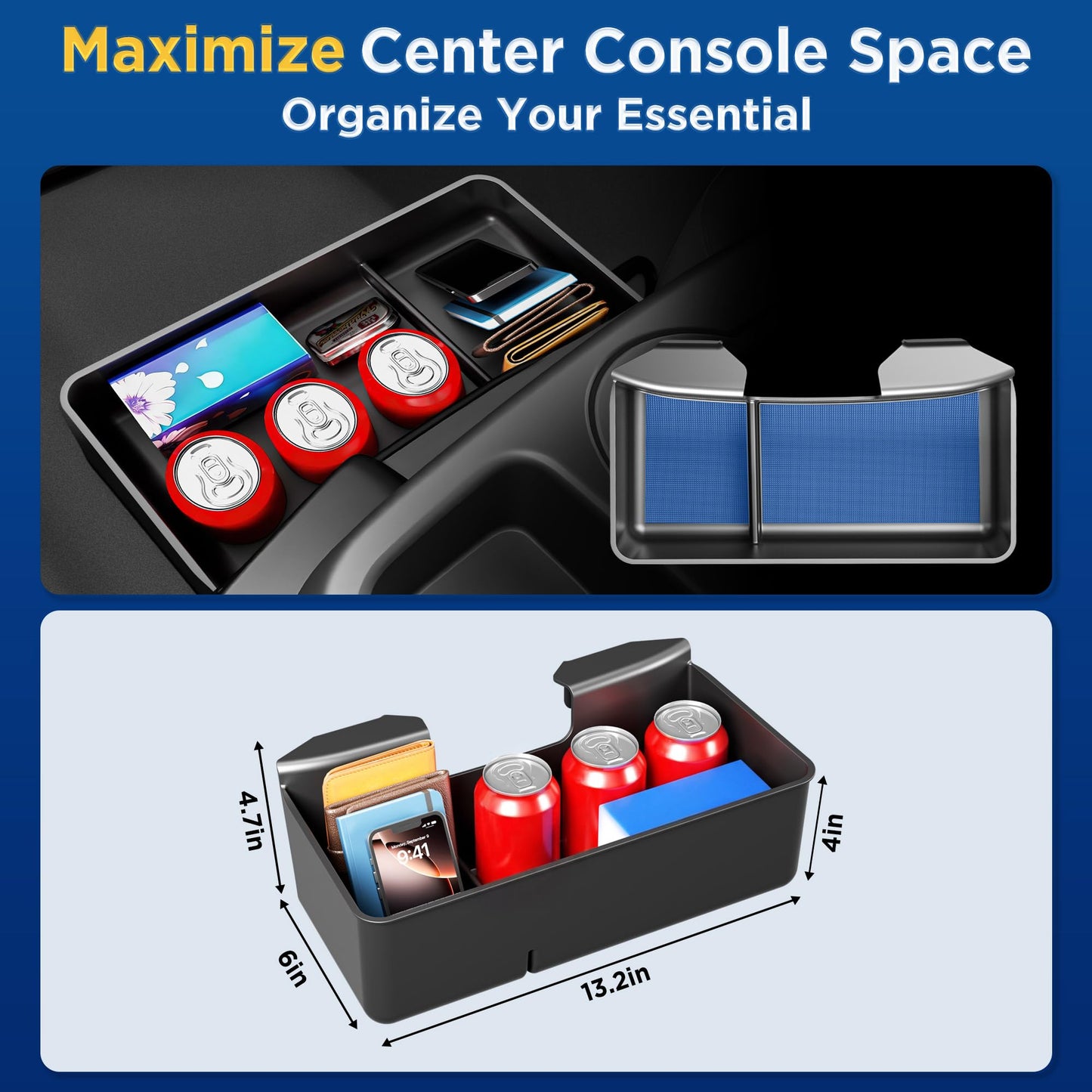 Hanging Console Organizer Tray for 2019-2026 Chevy/GMC 1500 & HD (Split-Bench Seat Only) - Black