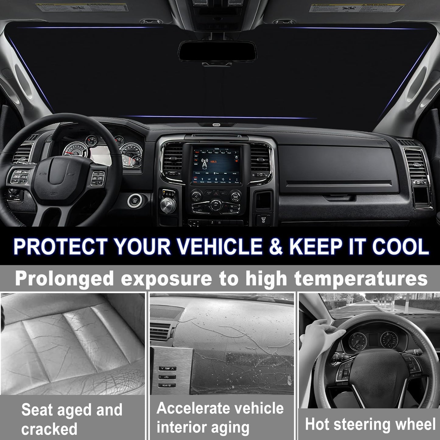 310T Polyester Sun Shade for 2018-2026 Jeep Wrangler JL & Gladiator - Full Cover