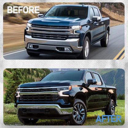 KPJYATUO Chrome Front Bumper Face Bar Compatible with 2022 2023 2024 Silverado 1500hd Chrome Iron Front Bumper W/Sensor Holes