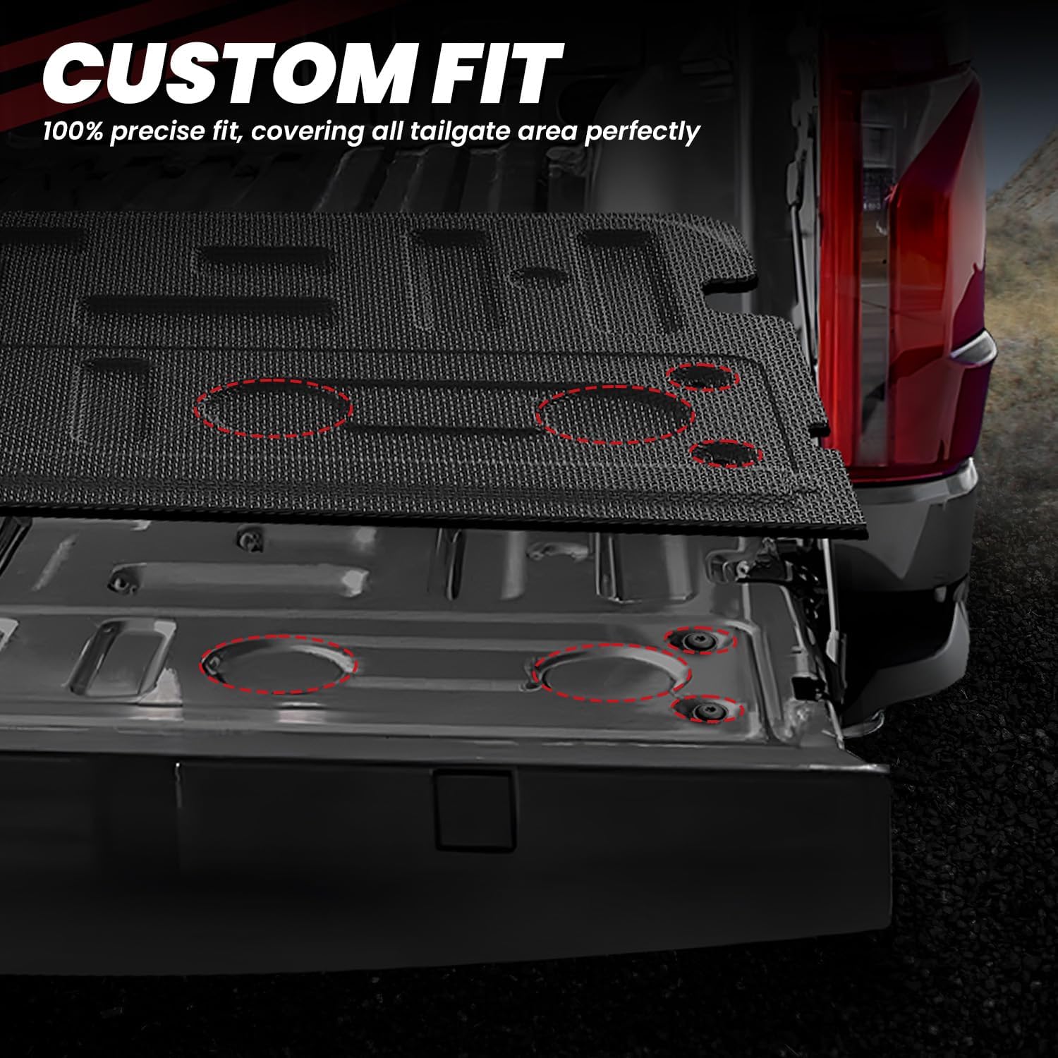 LASFIT Tailgate Mat for Ford F-150 2021-2026(Without Work Surface or Pro Access Tailgate) Truck Tailgate Liner All Weather Protector TPE Tailgate Cover, 1pc Black