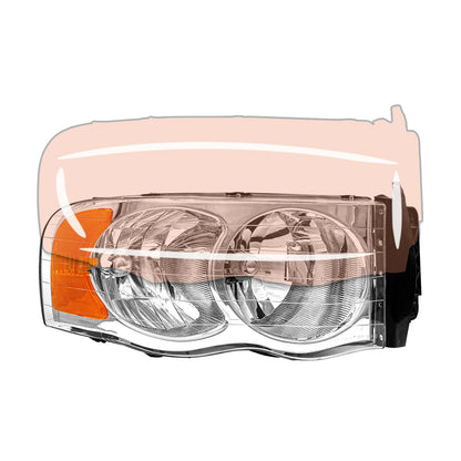 Chrome Headlight Assembly (Left+Right) for 2002-2005 Dodge Ram 1500 & 2003-2005 Ram 2500/3500