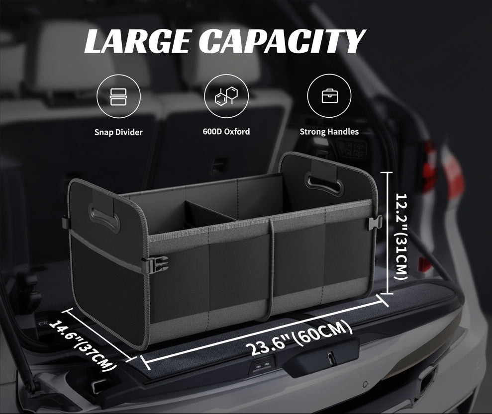 70L Collapsible Trunk Organizer with 11 Pockets - SUV/Truck Storage (Black)