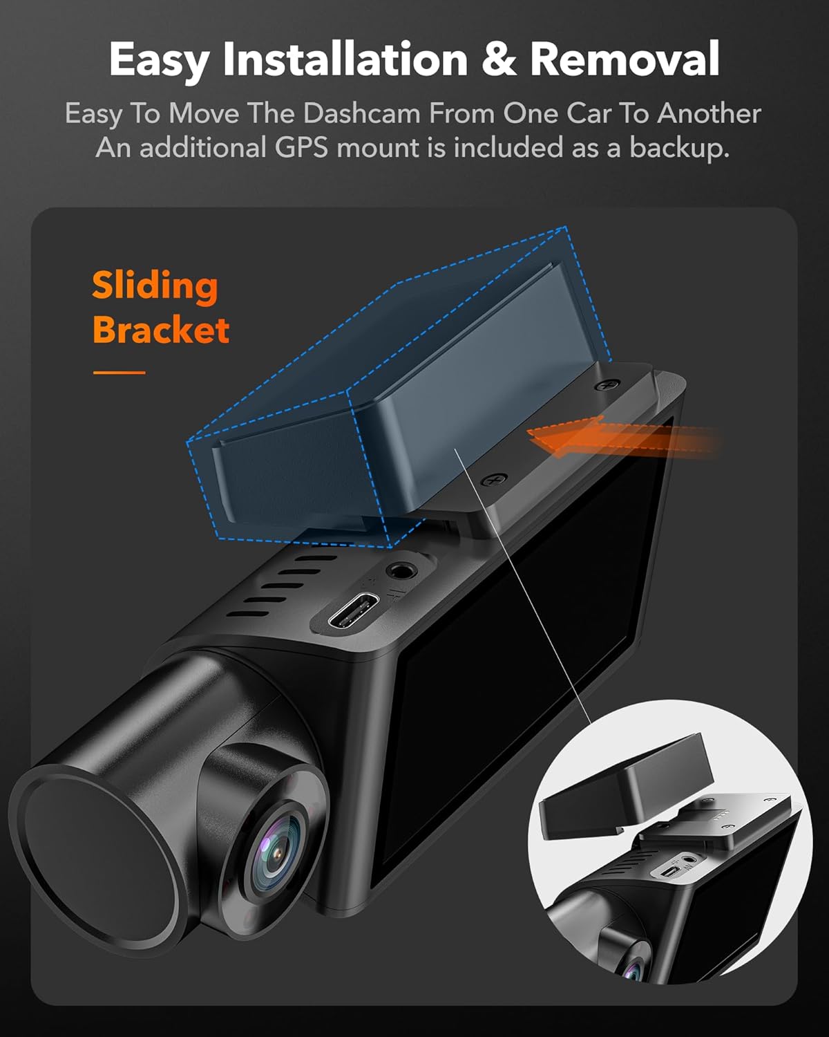 i07 3-Channel Dash Cam - 4K Front + 1080P Inside/Rear, WiFi GPS, 32GB Card, 24H Parking Mode