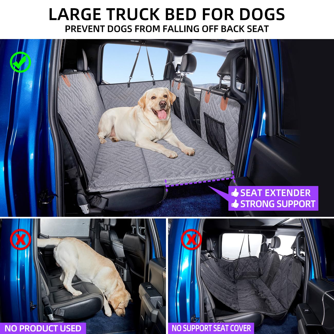 Dog Seat Cover and Bed for Trucks for F150, RAM1500, Silverado - Non-Inflatable Pet Mattress - OHMU