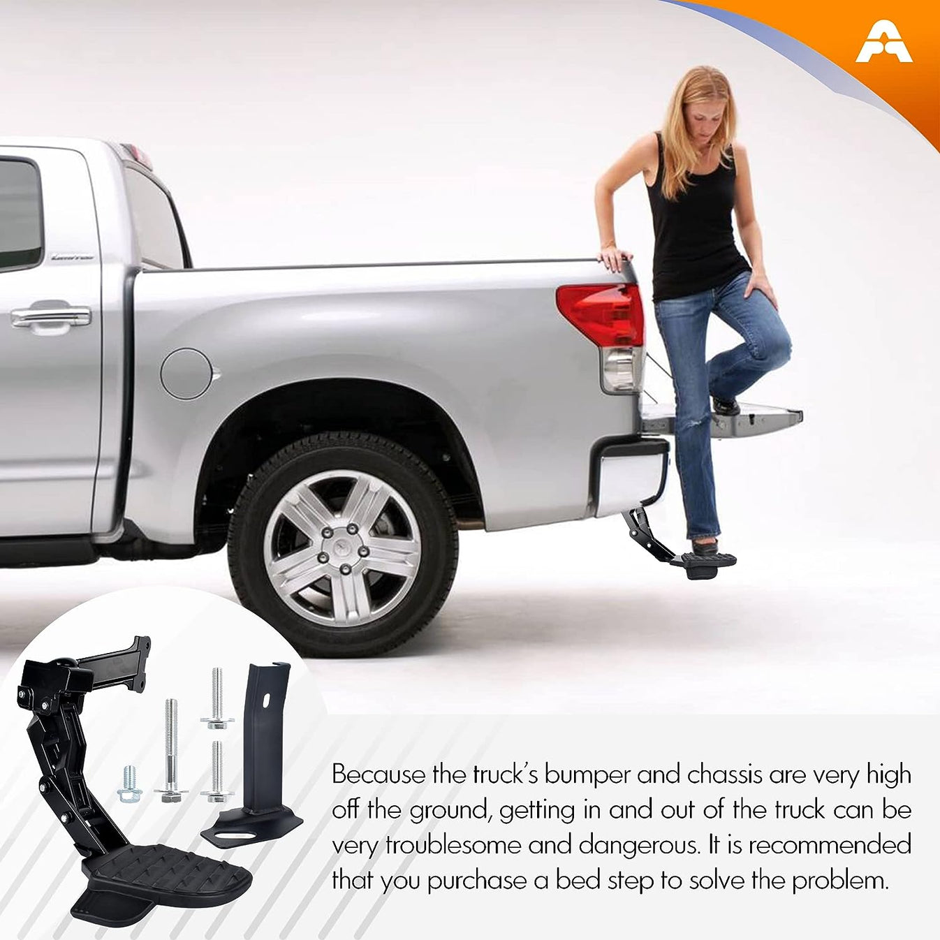 Rear Corner Bed Step Retractable Bumper Step for 2019 2020 2021 2022 ...