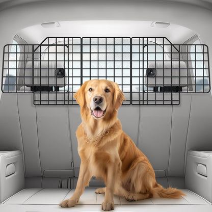 Triple-Folding Adjustable Dog Barrier - Heavy-Duty Wire Mesh for SUV/Van Cargo Area, Universal Fit
