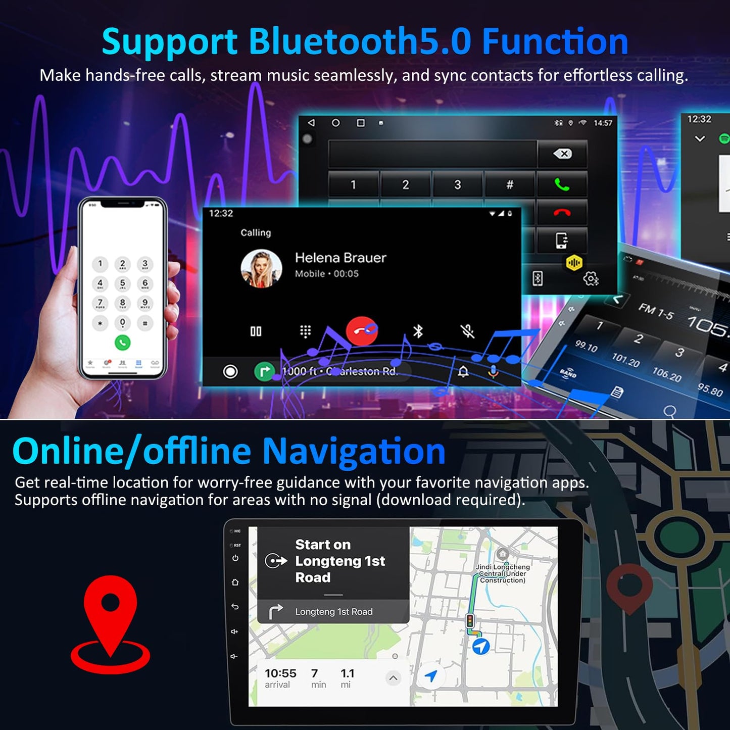 10'' Android 15 Car Stereo for Toyota Tacoma, with CarPlay/Android Auto & GPS