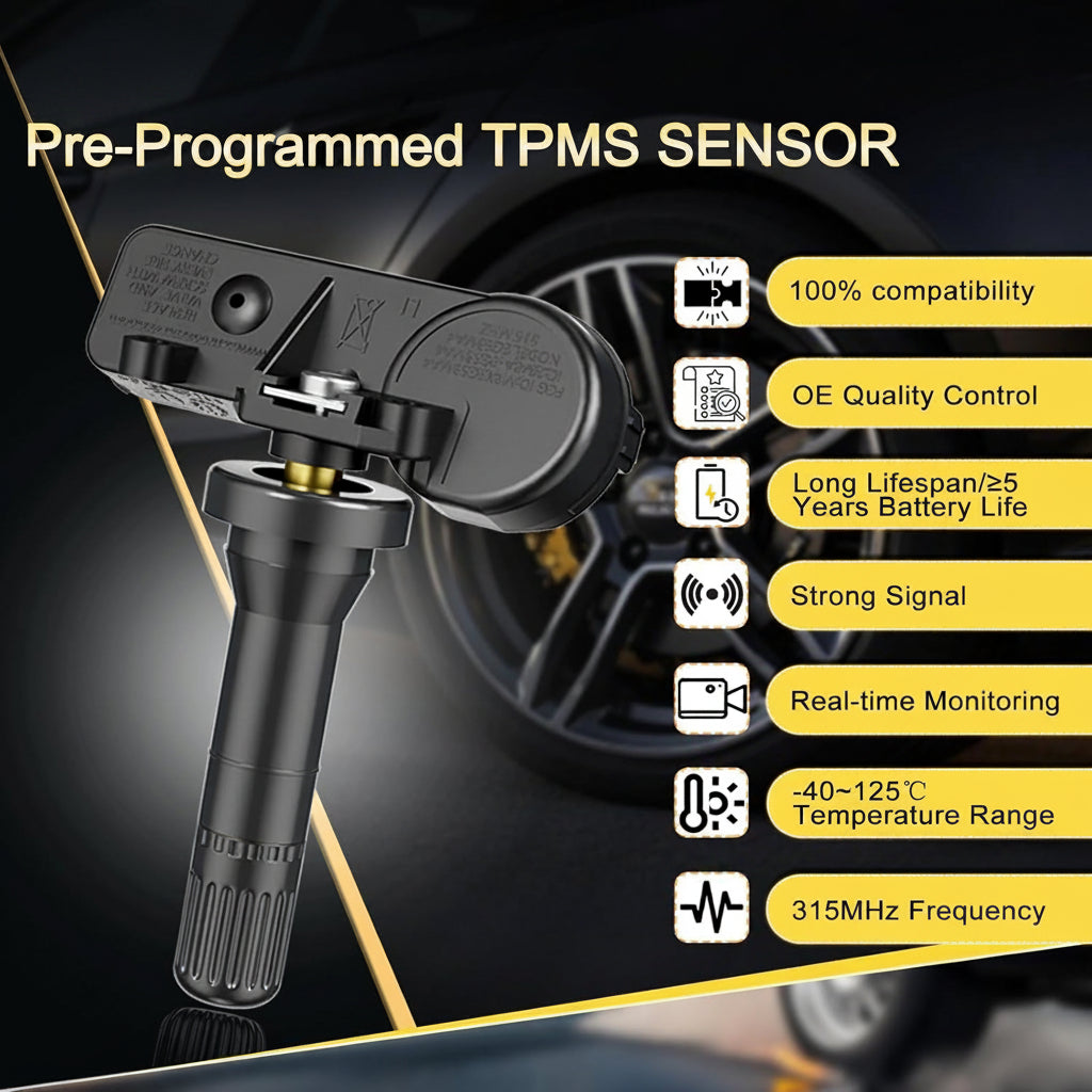 4-PCS Pre-Programmed TPMS Sensors (433MHz) for 2010-2013 Ram 1500/2500/3500 - Replaces 56029398AB/AA