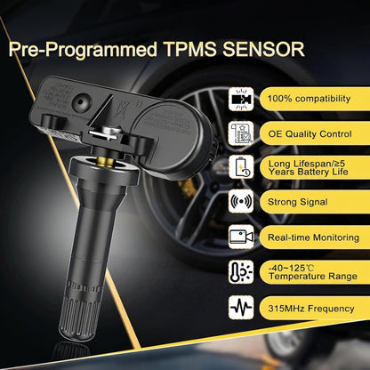4-PCS Pre-Programmed TPMS Sensors (433MHz) for 2010-2013 Ram 1500/2500/3500 - Replaces 56029398AB/AA