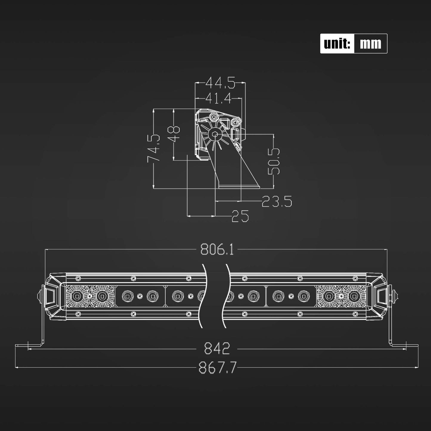 32" Single Row LED Light Bar - 30000LM Flood/Spot Combo for Pickup/SUV/ATV/UTV