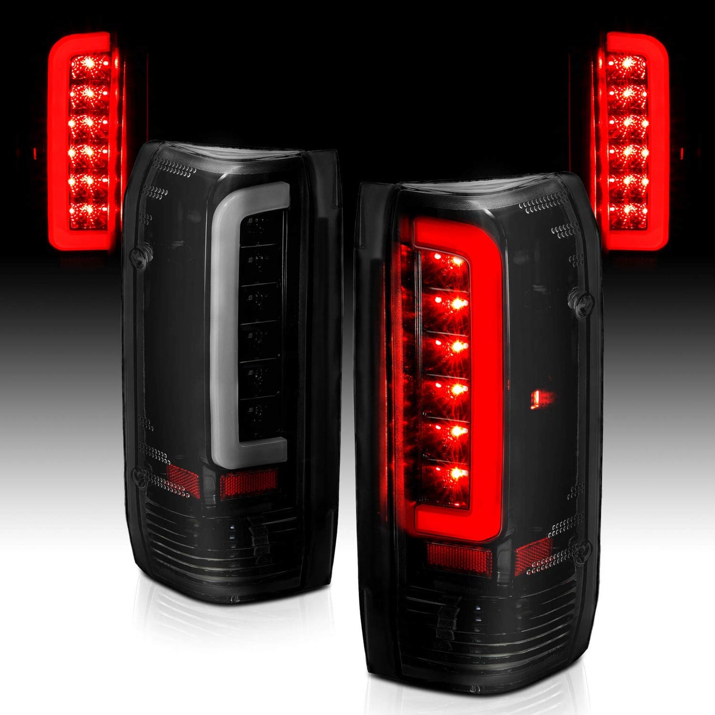 Truck 3D C-Type Halogen Tail Light Set For 1989-1996 Ford F150 Bronco F250 F350 - OHMU