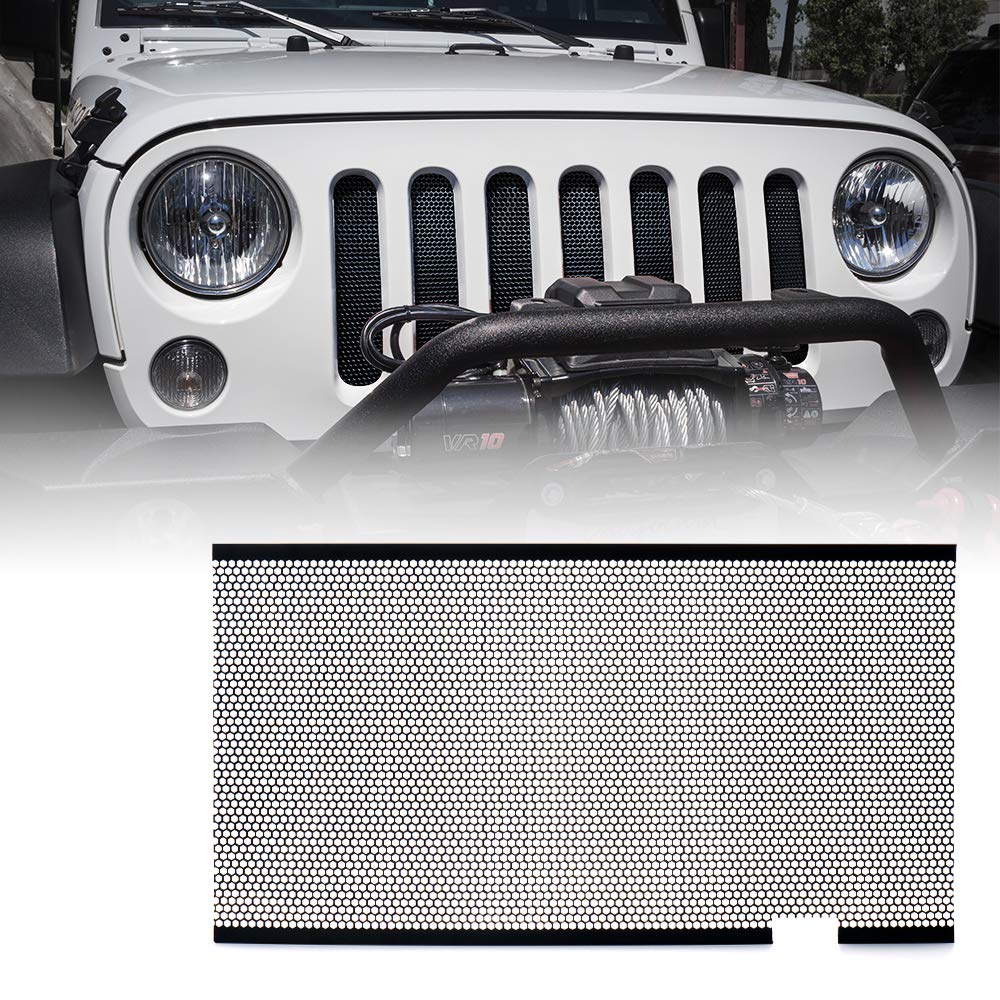 2007-2018 Jeep JK/JKU Front Grille Mesh Insert - Matte Black Aluminum