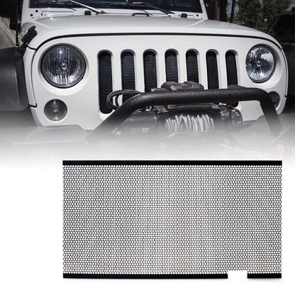 2007-2018 Jeep JK/JKU Front Grille Mesh Insert - Matte Black Aluminum