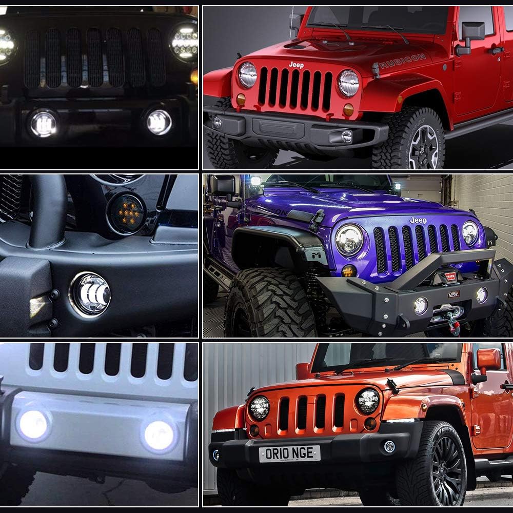4" 42W LED Fog Lights with White Halo for Jeep Wrangler JK & Others