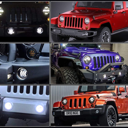 4" 42W LED Fog Lights with White Halo for Jeep Wrangler JK & Others