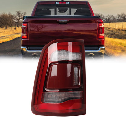 Dasbecan Left Driver Side Tail Light Assembly Rear Lamp LED Type Compatible With Dodge Ram 1500 2019 2020 2021 2022 2023 Blind spot module can be installed (Red Cover)