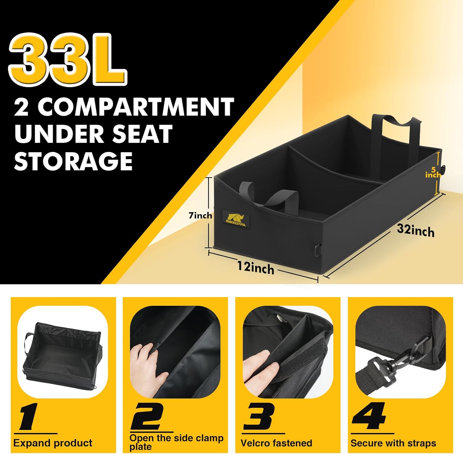 MIKKUPPA Truck Under Seat Storage - Replacement for 2015-2024 Ford F150 F250 F350, for 2 Compartments for Bench Seat Truck Tool Box Organizer Underseat Storage Bag