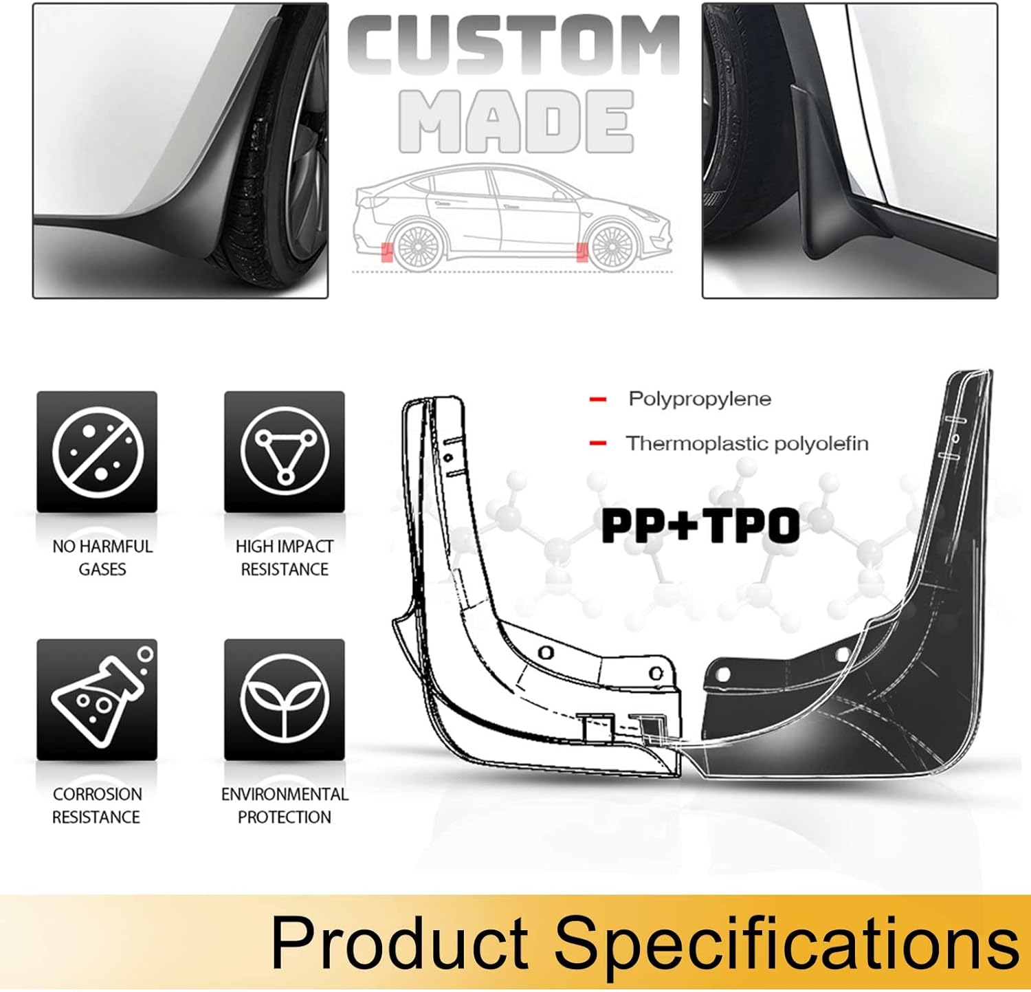 Mud Flaps Splash Guards w/Hardware Kit Replacement for 2010-2023 Toyota 4Runner - OHMU