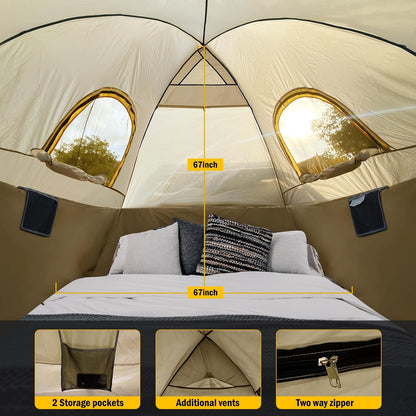 PU5000 Oxford Truck Tent with Awning for 5.5'-6.3' Beds - Fits Chevy, Ram, F-150 & More