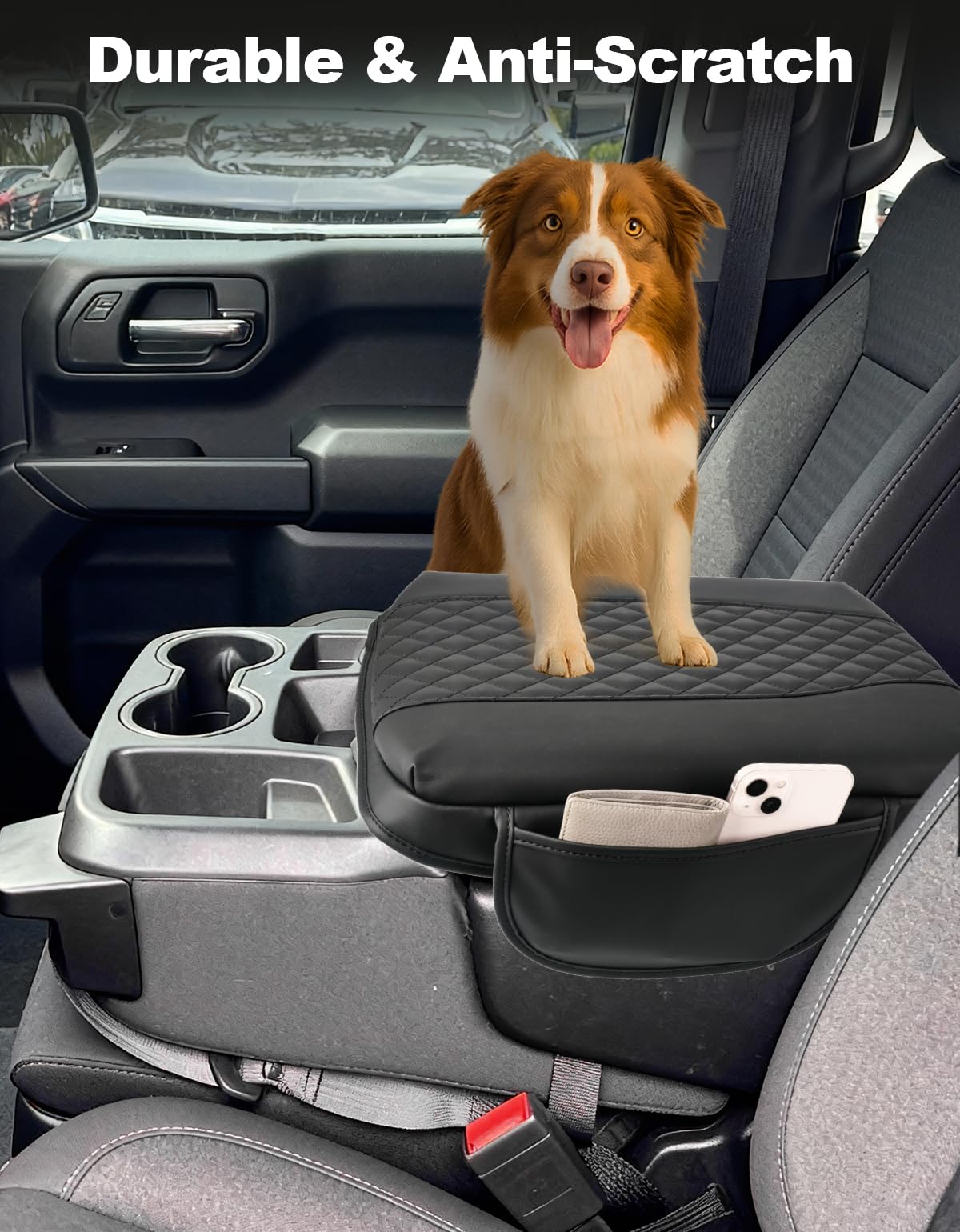 Thickened Console Cover (1.2") for 2019-2025 Chevy/GMC Trucks & SUVs (Bucket Seats) - 2 Pockets