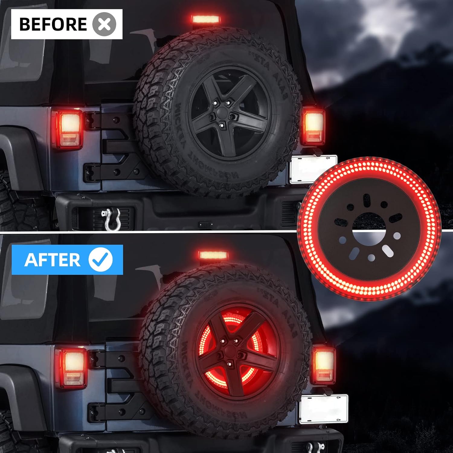 3-Side Spare Tire Brake Light, 400PCs LED Wheel Light - OHMU