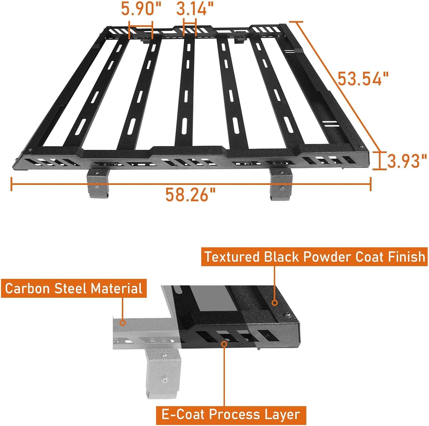 Hooke Road Overlanding Roof Rack for 2018-2025 Jeep Wrangler JL 2/4 Doors & Gladiator JT, Steel Cargo Basket for Jeep Hard Top Only