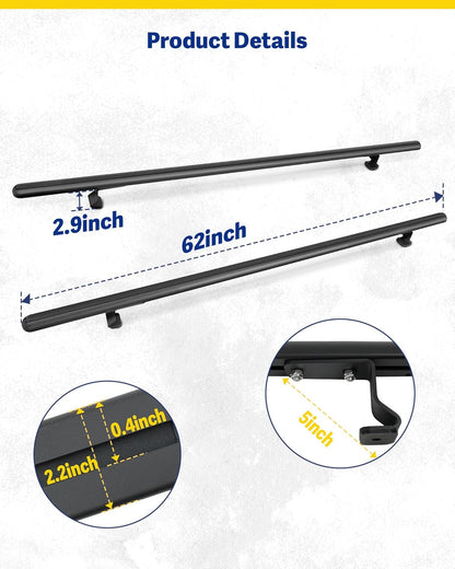 500 lb Truck Topper Ladder Rack (60" Aluminum) - Black for Van/Truck Cap