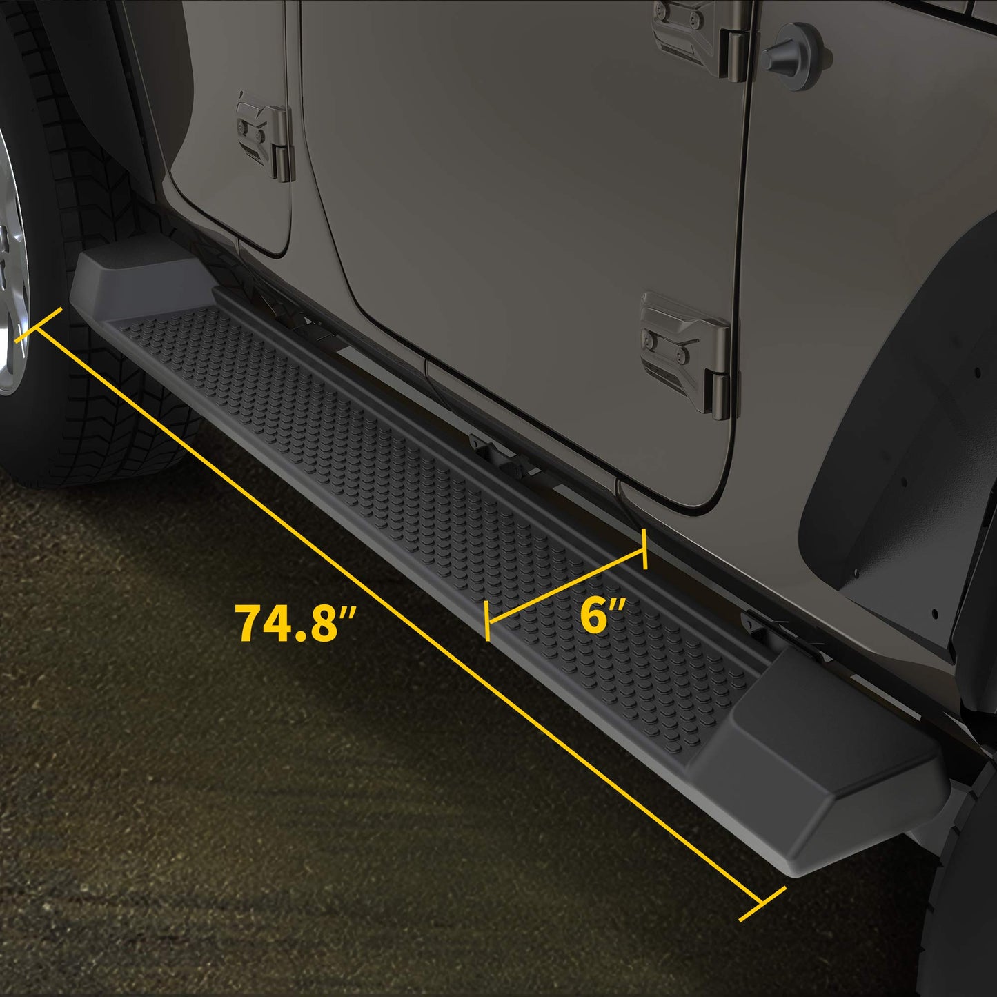 6" OE Style Running Boards for 2018-2026 Jeep Wrangler JL 4-Door - Black