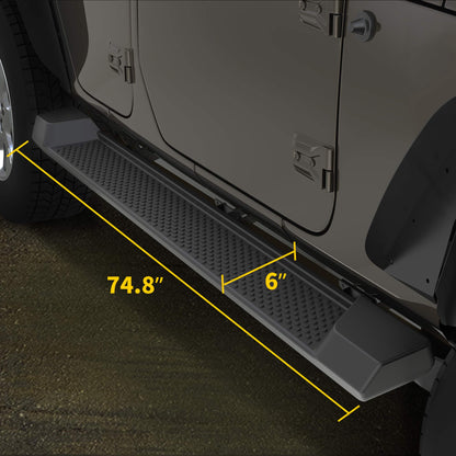 6" OE Style Running Boards for 2018-2026 Jeep Wrangler JL 4-Door - Black
