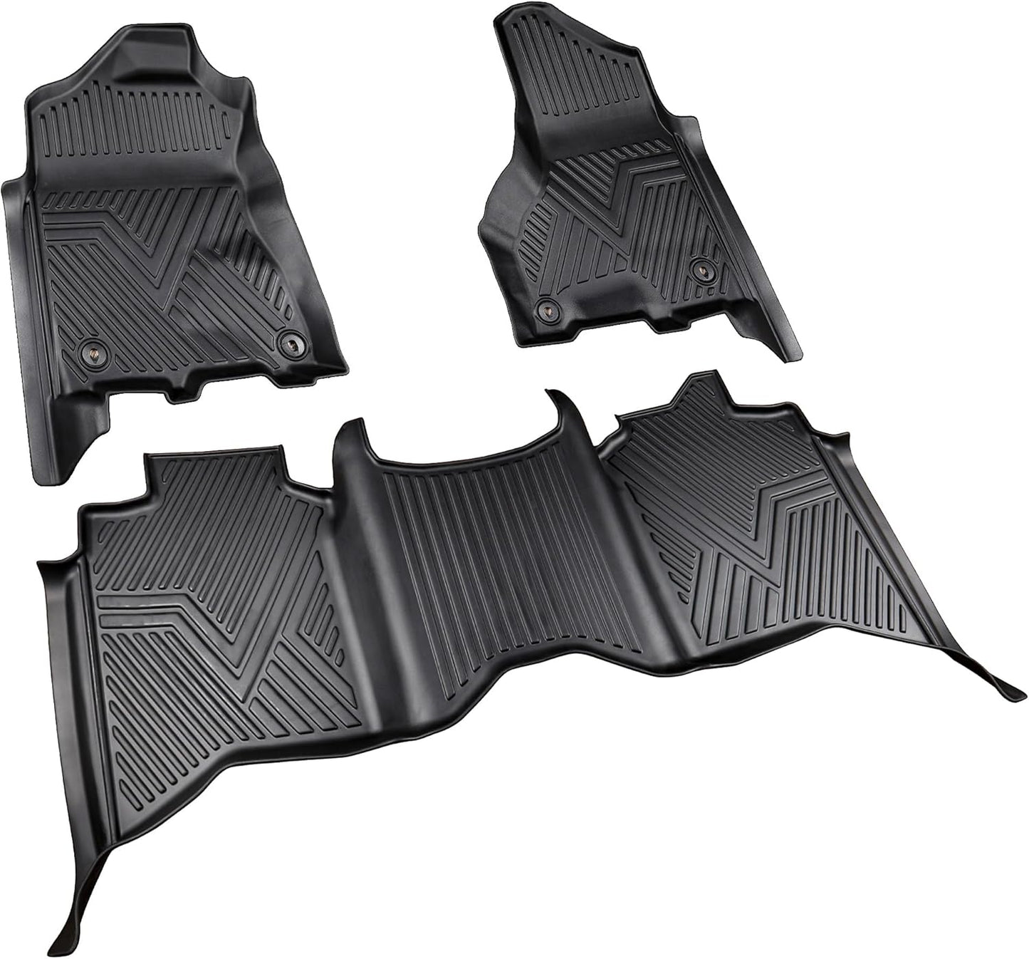 Floor Mats for Ram 1500 2500 3500 Crew Cab (2013-2018) & Ram 1500 Classic (2019-2024) | Front & Rear Floor Liners | Fit with Cargo Liners | All-Weather Truck Accessories
