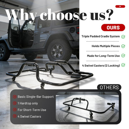 Jeep Wrangler Hardtop Storage Cart with Sliding Brake Casters