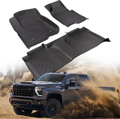 TPE All-Weather Floor Mats for 2019-2026 Chevy/GMC Crew Cab (Bucket Seats, w/Under-Seat Storage)