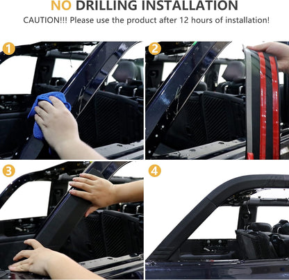 D-Pillar Roll Bar Padding Protector Cover Compatible with 2021 2022 2023 2024 2025 New Ford Bronco 4 Door Roll Cage Edge Paint Protection Guard Prevent Scratching Exterior Accessories 4 Pack