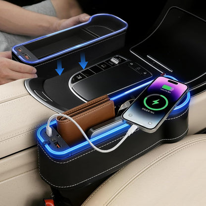 2-Pack LED Seat Gap Organizer with Cup Holder/Card Slots - Reduces Item Loss