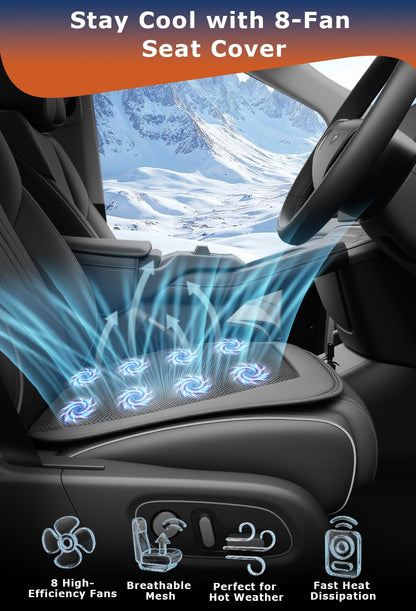 Ventilated 8-Fan Car Seat Cushion for Commutes & Road Trips
