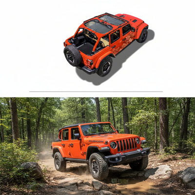 Mesh Bikini Top Sun Shade (2-Piece) for 2018-2023 Jeep Wrangler JL 4XE