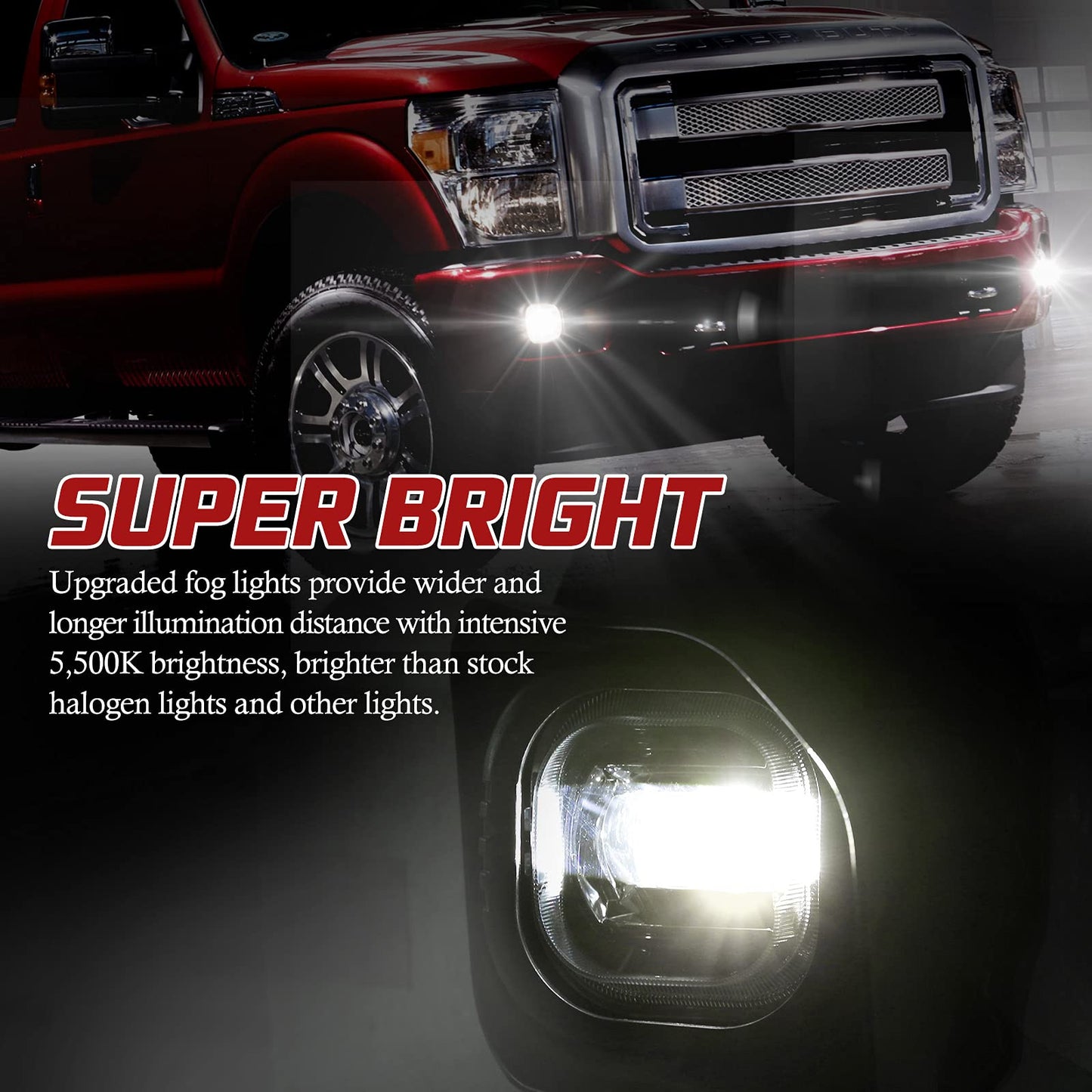 LED Fog Lights for Ford F-Series 2011-2016, Bumper Driving Lamp Kit