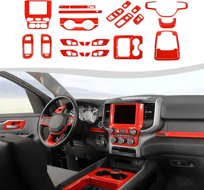 27Pcs Interior Trim Kit Cover Compatible with 2018-2025 Dodge RAM 1500 4-Door