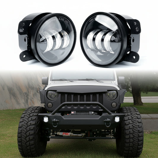 DOT Approved 4" 60W LED Fog Lights for 2007-2018 Jeep Wrangler JK