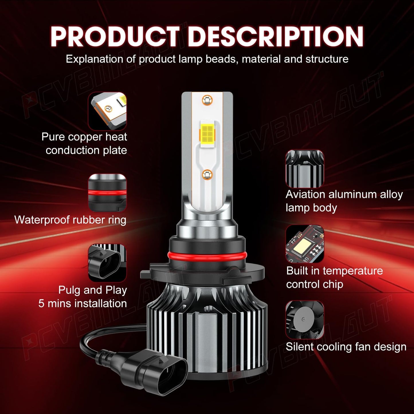 Compatible For DODGE RAM 1500 2500 3500 2009-2018, 9005 High Beam H11 Low Beam 9145/9140/H10 Fog Light Bulbs, 6500K White, 500% Brightness with Cooling Fan, Plug and Play, Waterproof, Pack of 6