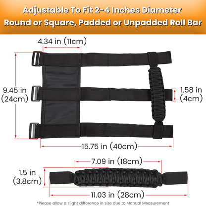 4-Pack Roll Bar Grab Handles for Jeep Wrangler & Gladiator (1955-2023, Black)