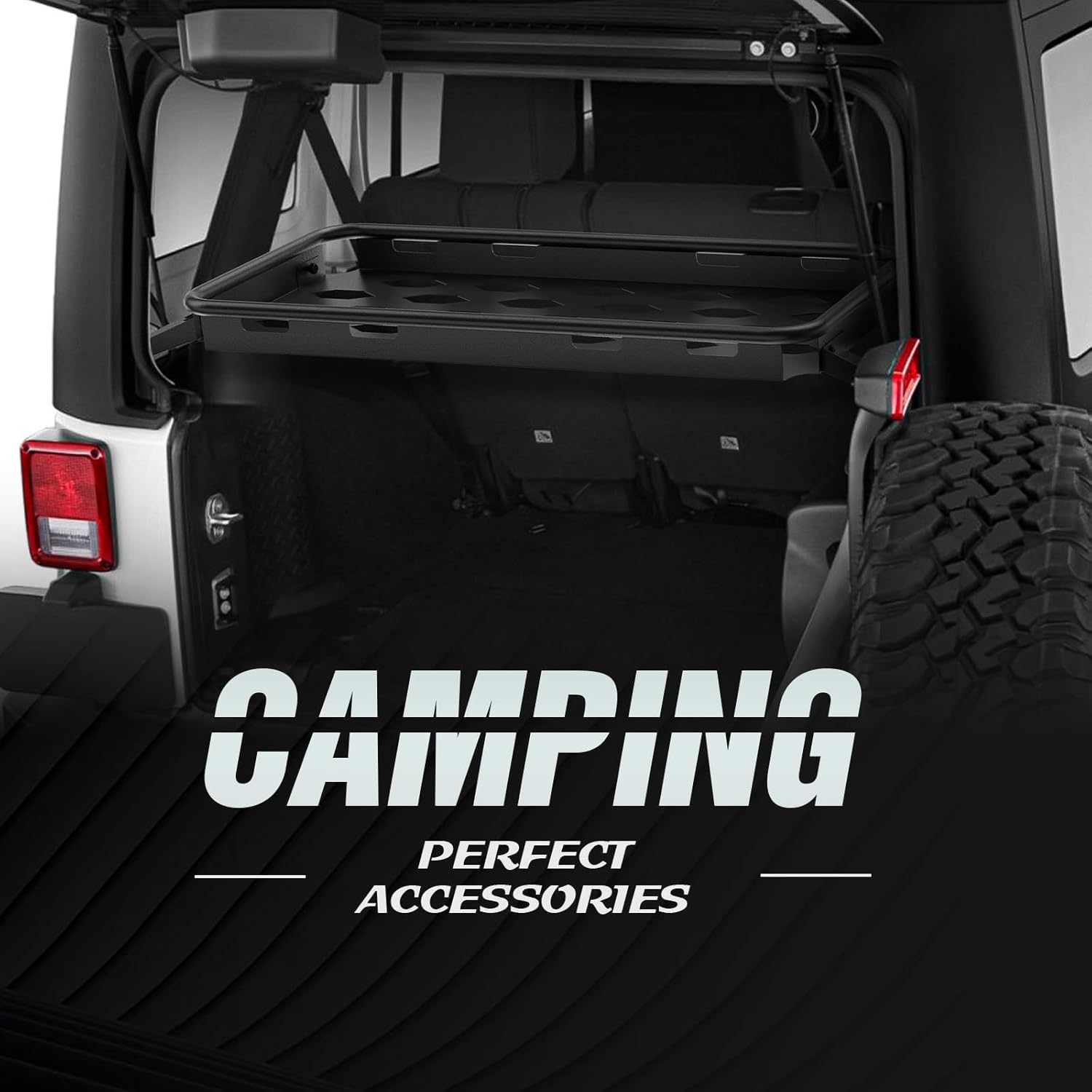 Rear Trunk Cargo Storage Rack Compatible for 2007-2025 Jeep Wrangler JK JKU & JL JLU Unlimited 4 Door Hardtops, Interior Luggage Rack Shelf for Camping Gear (350 LBS)