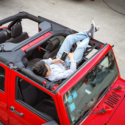 Mesh Roof Cargo Hammock for 1987-2024 Jeep Wrangler & Gladiator JT (Black)