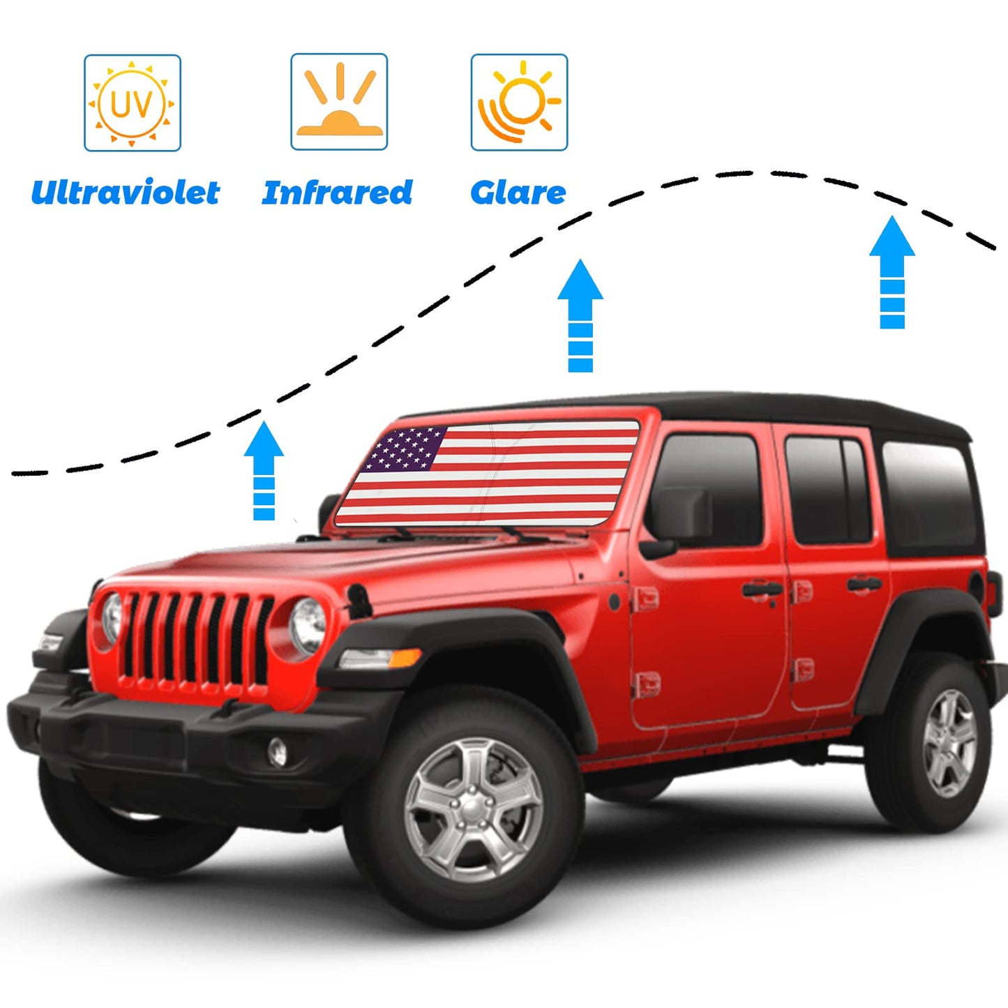 Upgrade Foldable Windshield Sun Shade for 2018-2023 Jeep Wrangler JL
