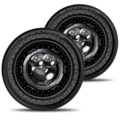 7" Round LED Headlights with Starry DRL & Gradient Halo - DOT Approved Universal Fit
